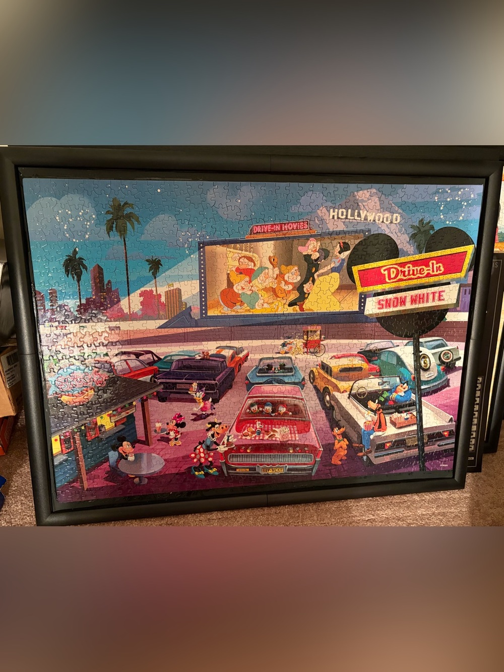 Framed Puzzle Art - Mickey & Friends Drive-In